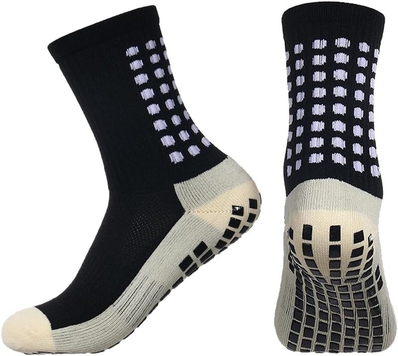 BUKEORE 2 Set Anti-Slip Grip Soccer Socks with Shin Guard Sleeves, Sports Athletic Socks for Men Women - Image 2